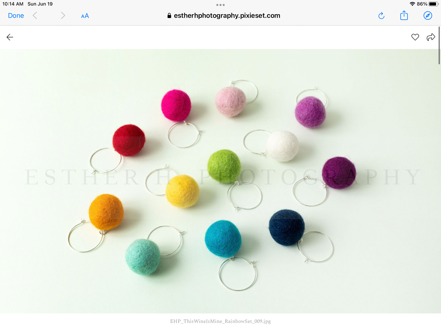 Custom Set of 6 Colorful Felt Ball Wine Charms