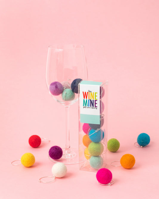 Rainbow Felt Wine Charms