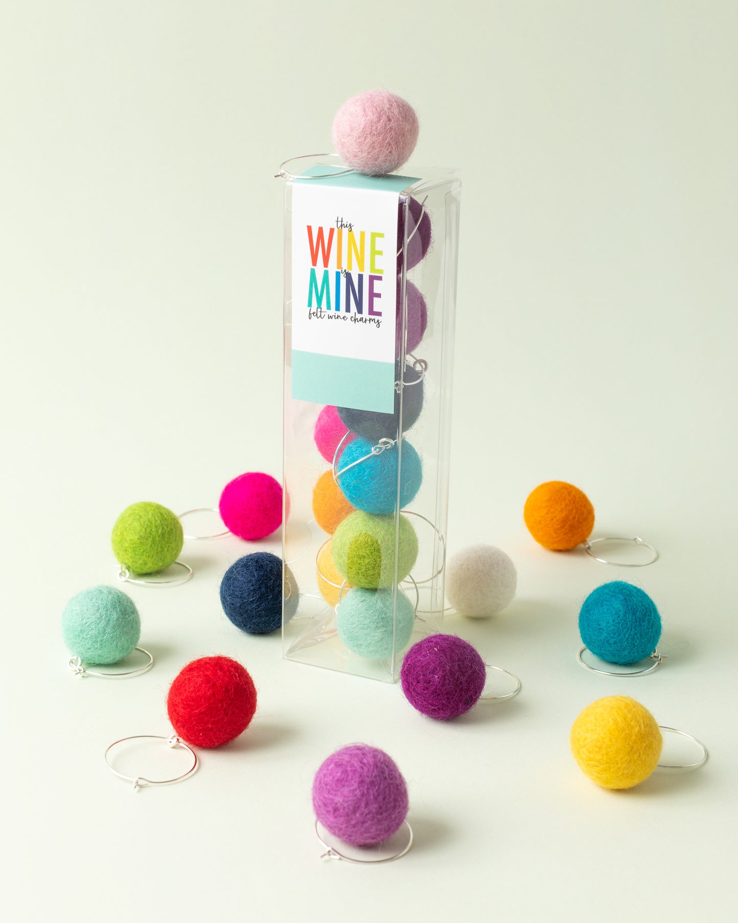 Rainbow Felt Wine Charms