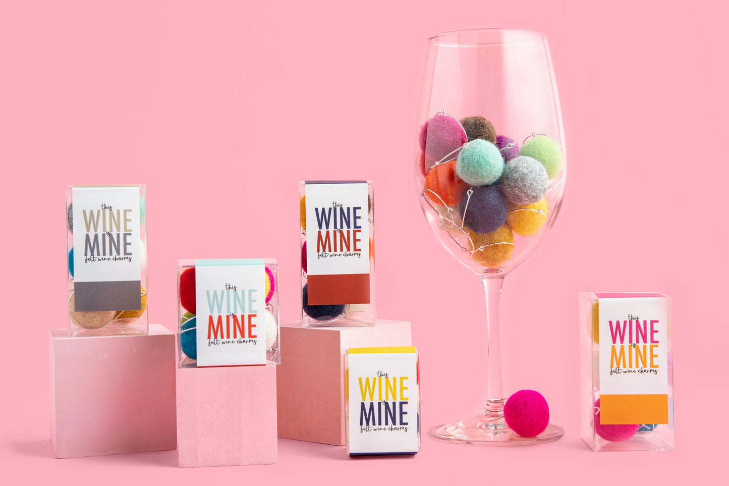 Let’s Celebrate Felt Ball Wine Charms