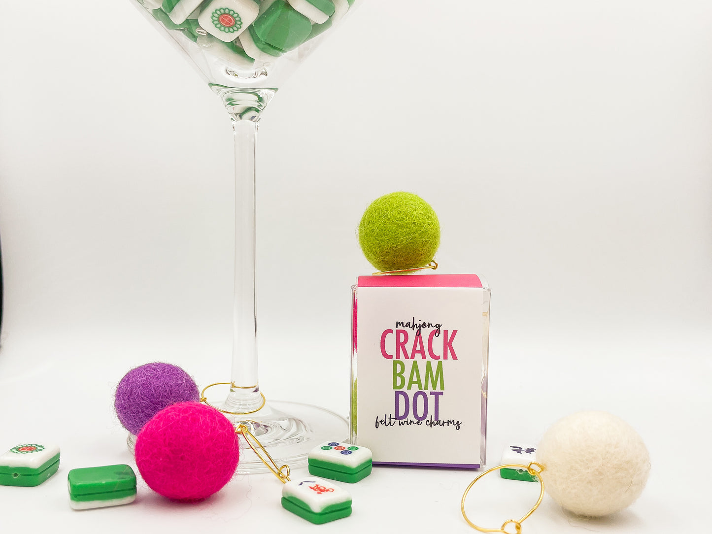 Mahjong Felt Wine Charms