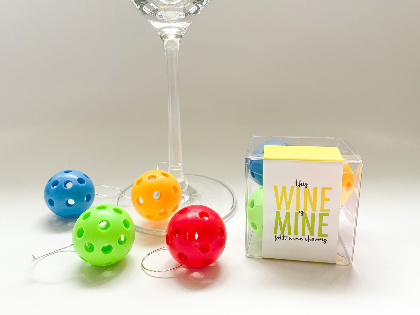 Pickle Ball Wine Charm Set