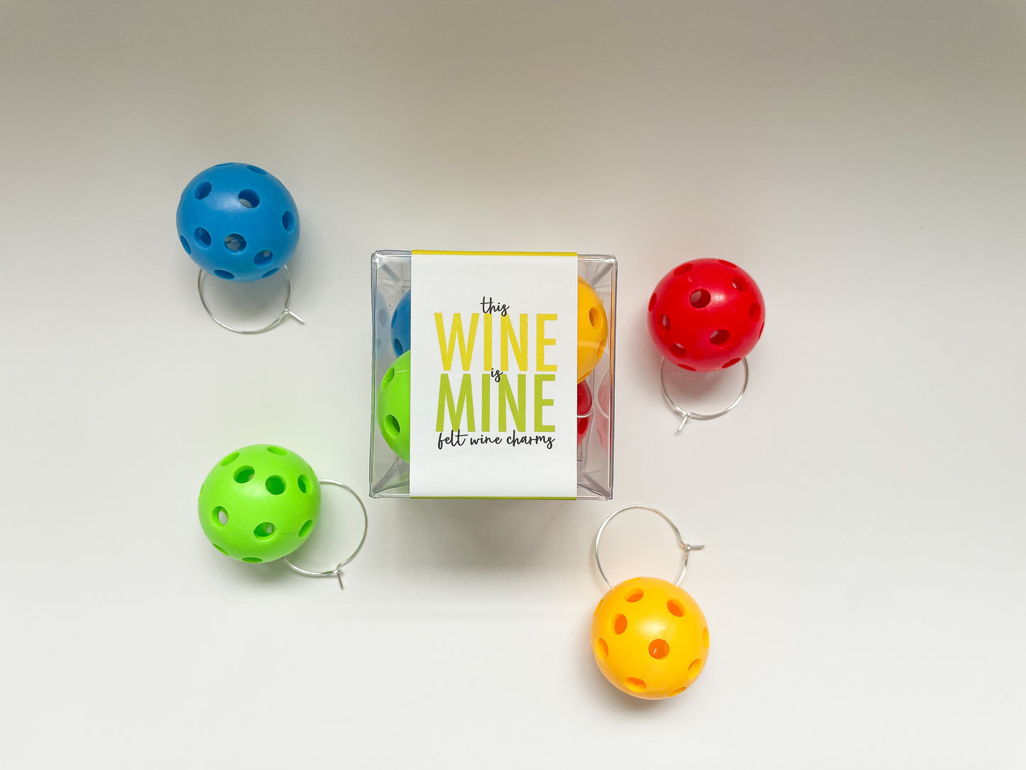 Pickle Ball Wine Charm Set